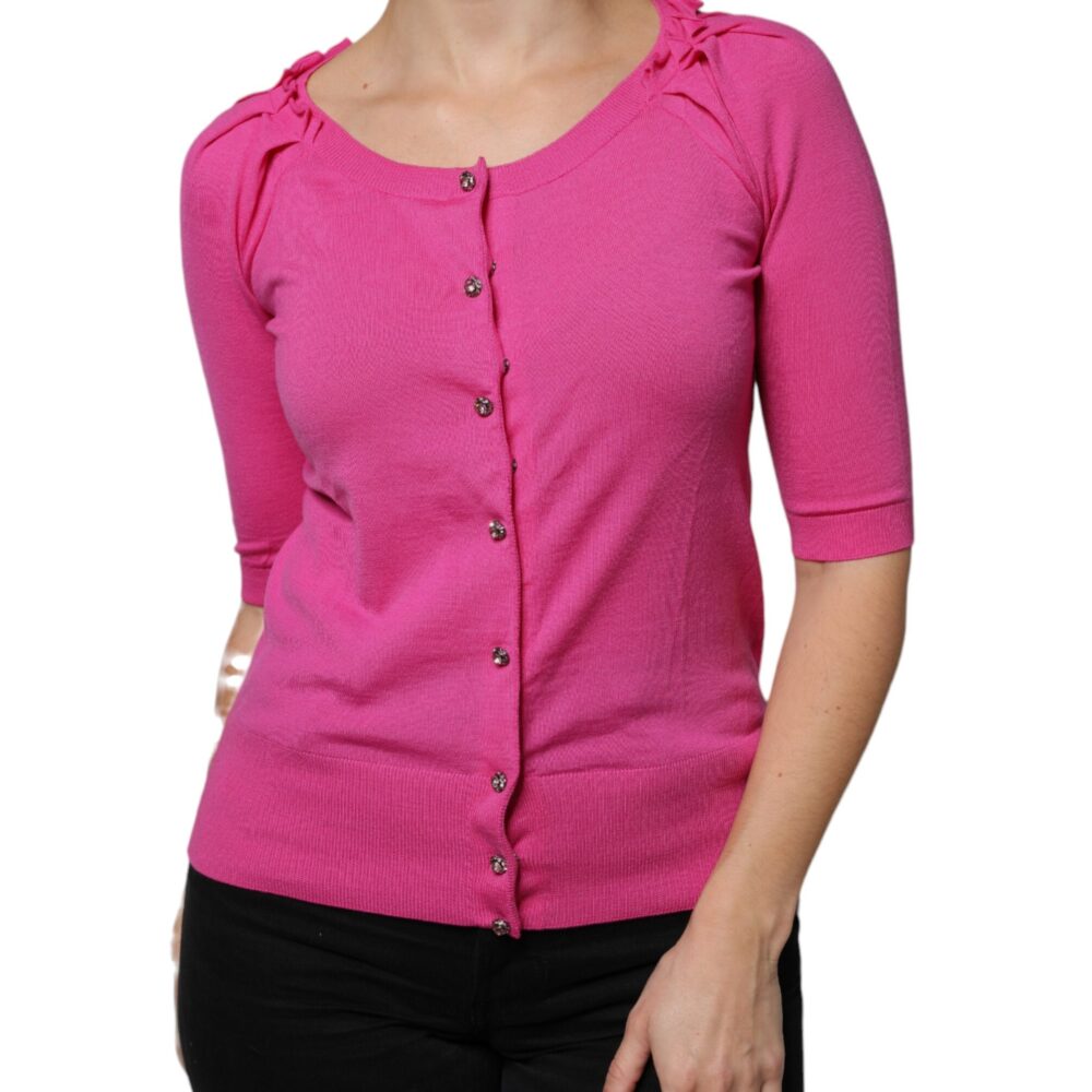 Pink Wool Button Down Cardigan Sweater