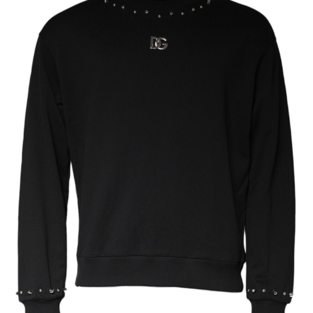 Black Logo Stud Pullover Sweatshirt Sweater