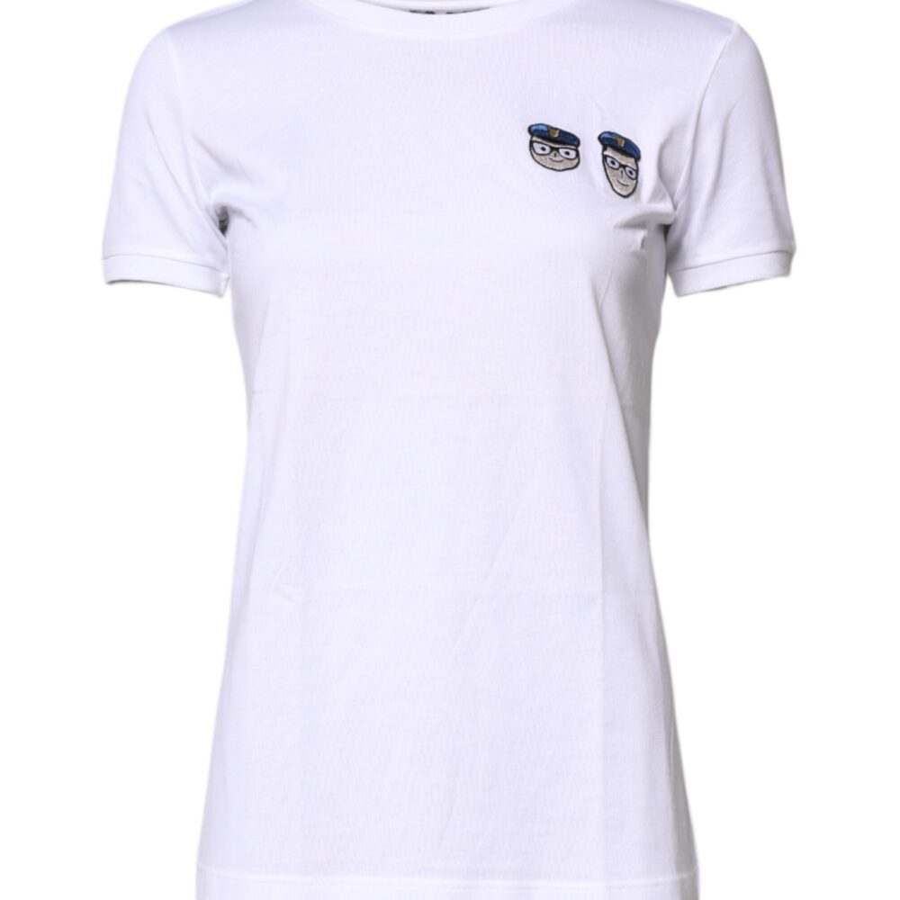 White #DGFamily Cotton Crew Neck T-shirt