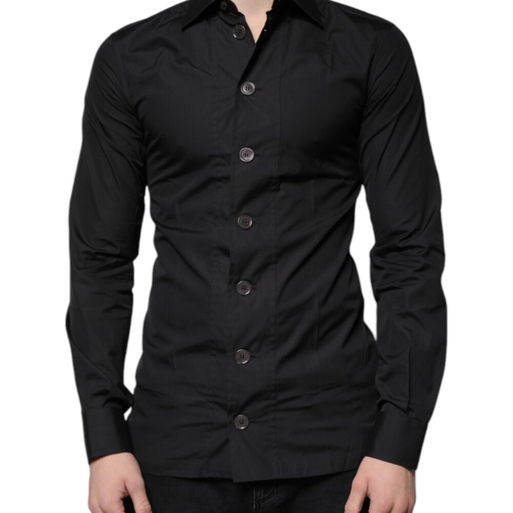 Black Cotton Formal Long Sleeves Dress Shirt