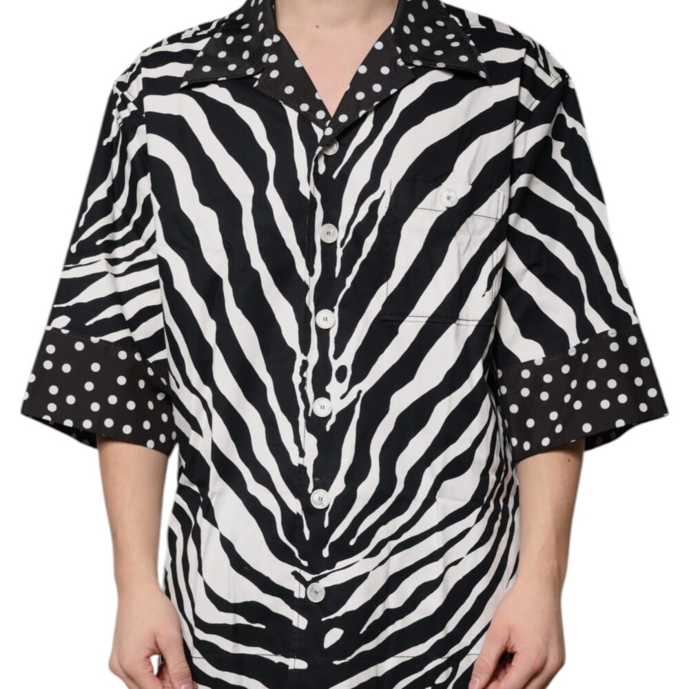 Black White Zebra Button Down Oversize Shirt