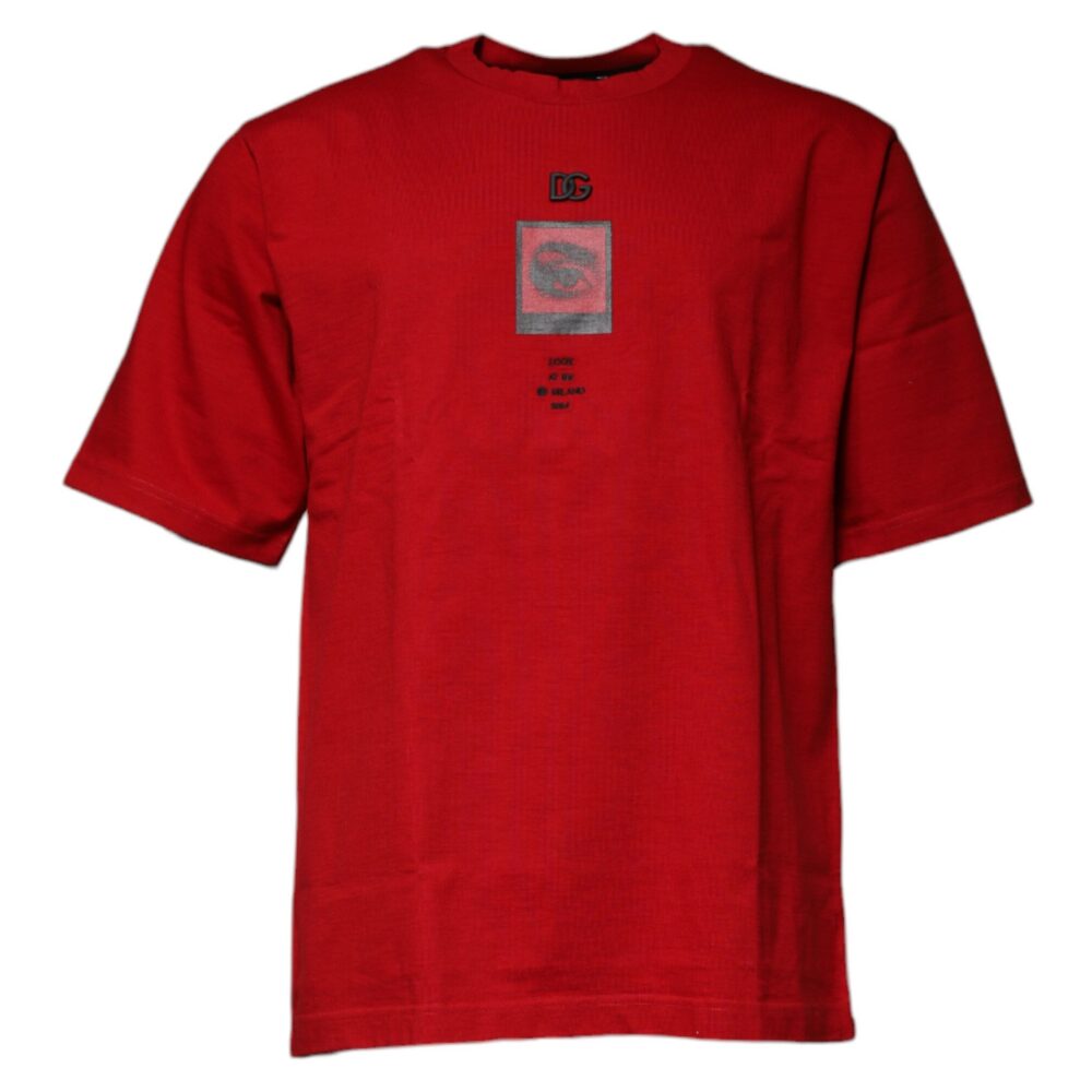 Red DG Eye Cotton Crew Neck T-shirt