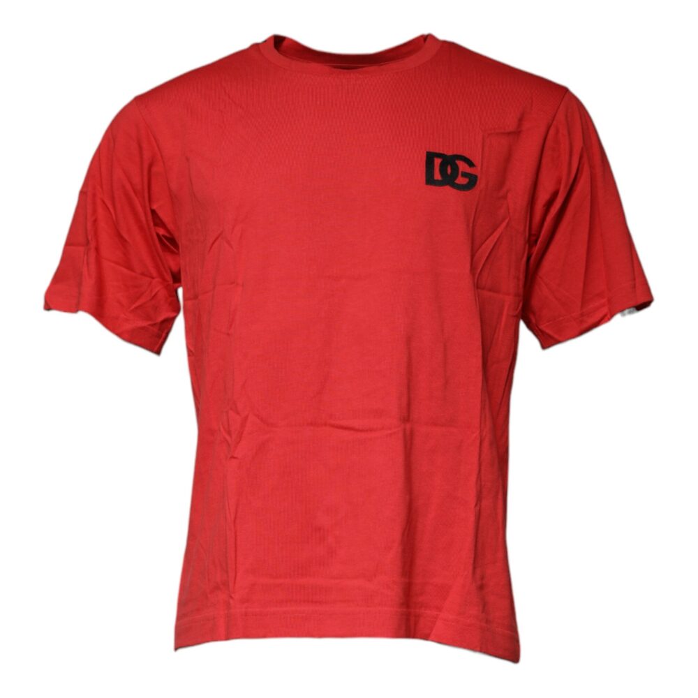 Red DG Logo Cotton Crew Neck T-shirt