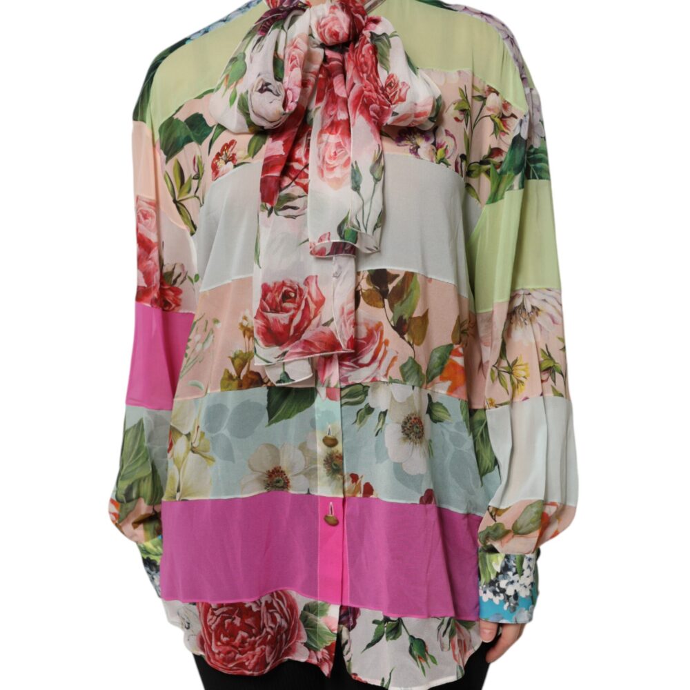 Multicolor Floral Patchwork Long Sleeves Top
