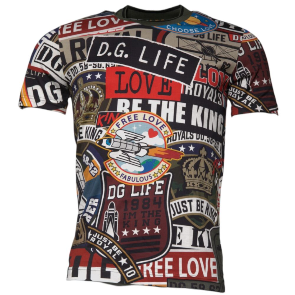 Multicolor Graphic Print Cotton Crew Neck T-shirt