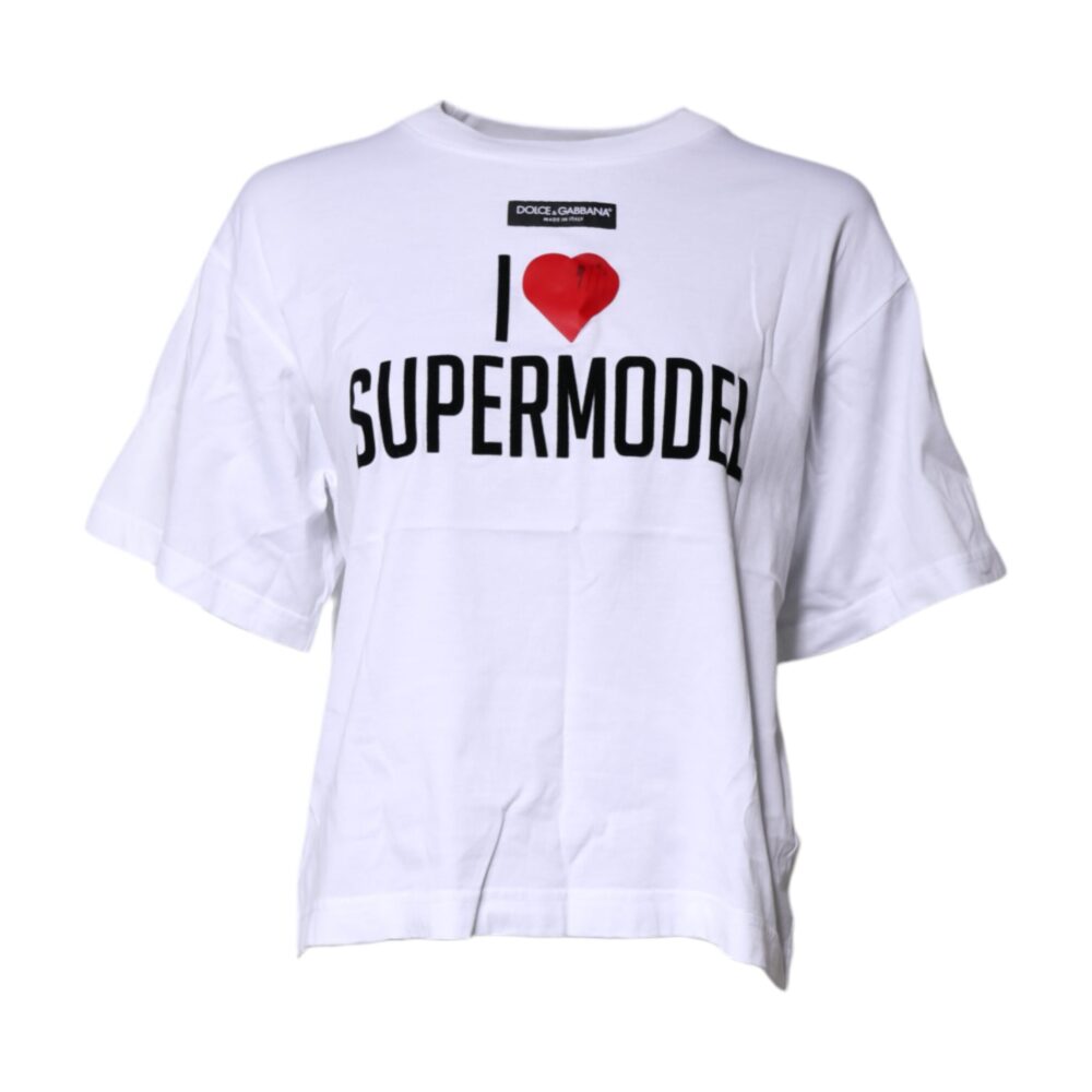 White Printed Round Neck Top Cotton T-shirt