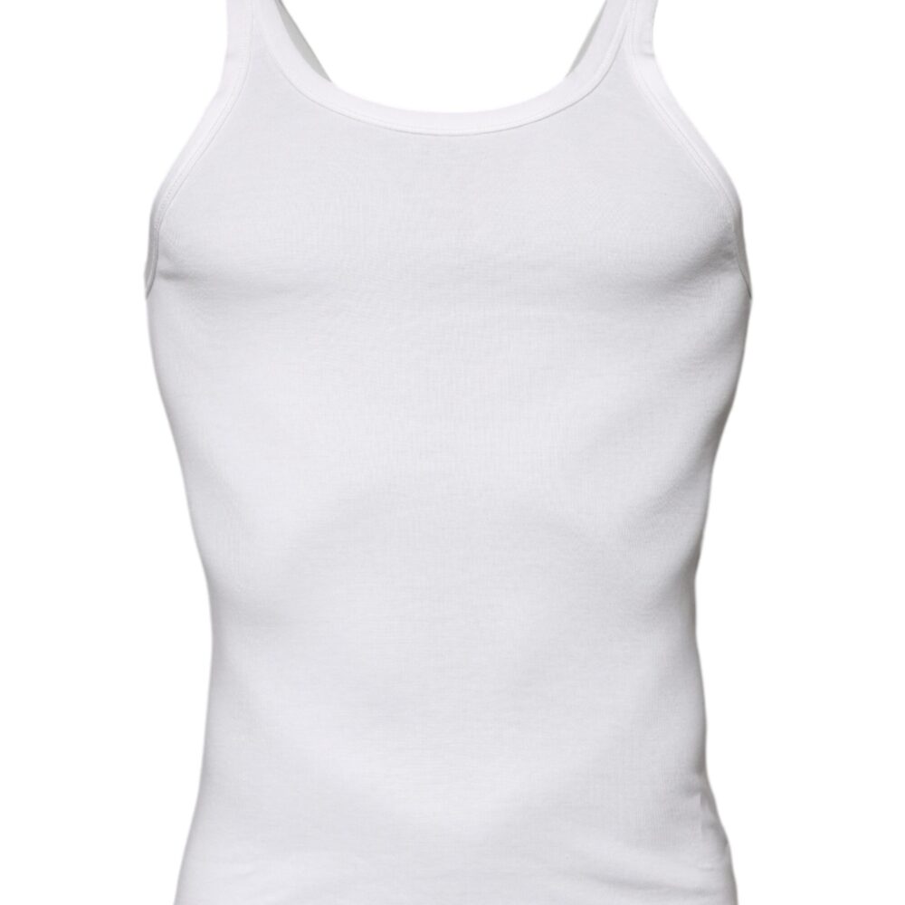 Ivory Cotton Sleeveless Round Neck Tank T-shirt