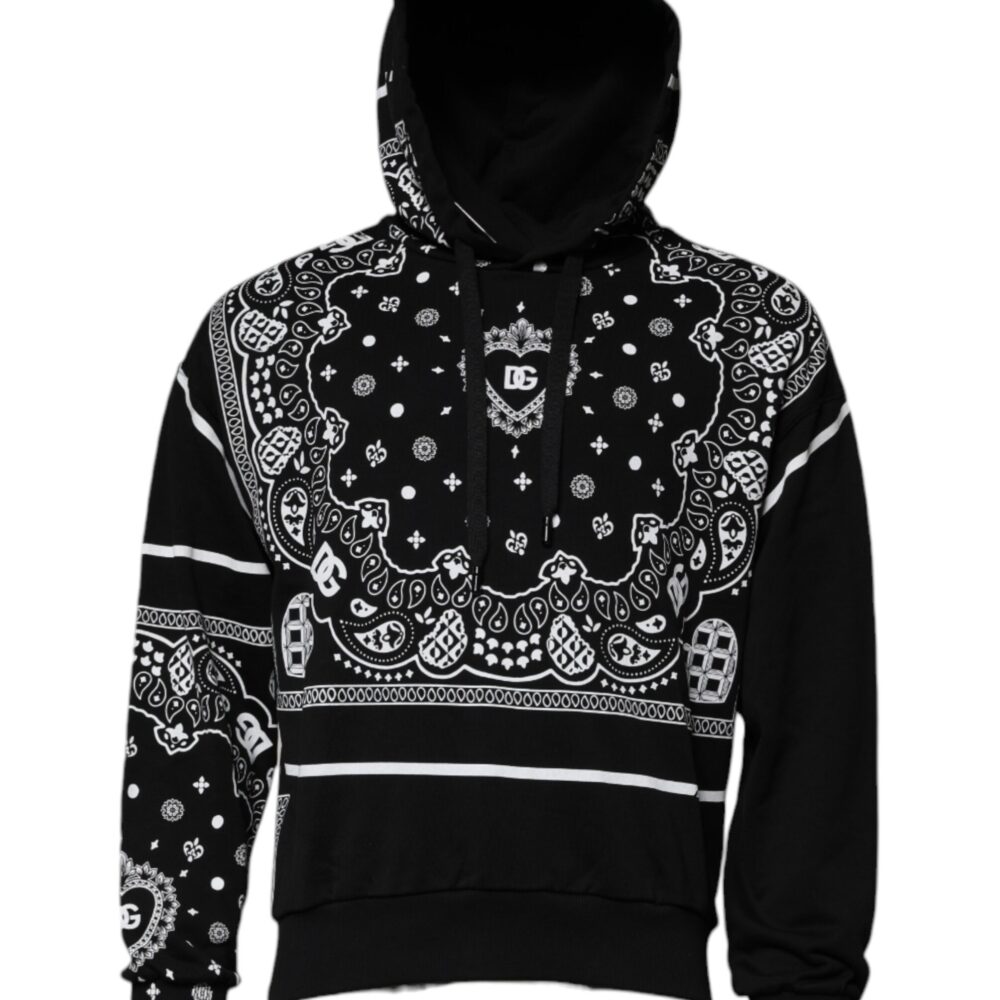 Black Bandana Hooded Men Sweatshirt Sweater