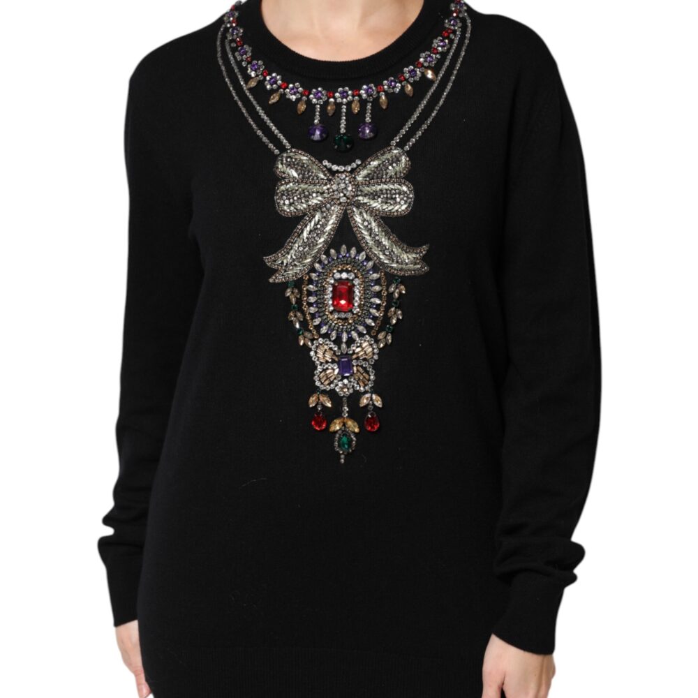 Black Cashmere Crystal Embellished Sweater