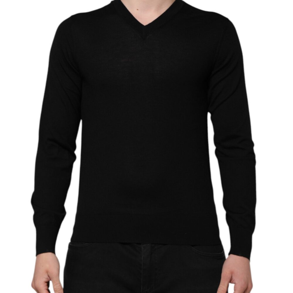 Dark Gray Embroidered Logo Pullover Sweater