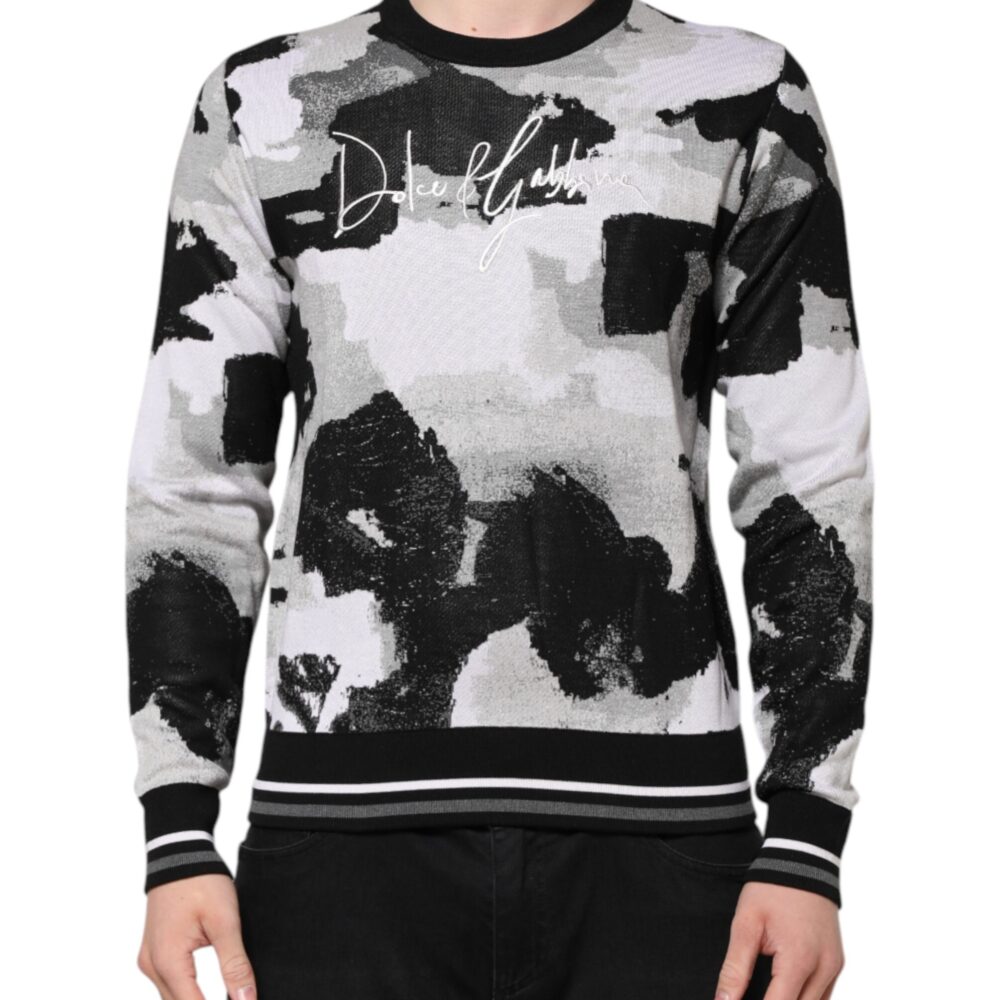 Multicolor Silk Camouflage Pullover Sweater