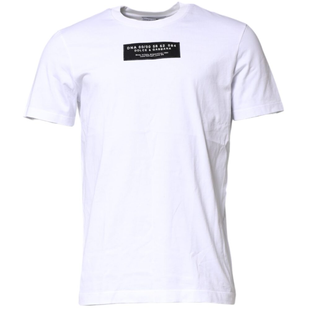 White Cotton Logo Patch Crew Neck T-shirt