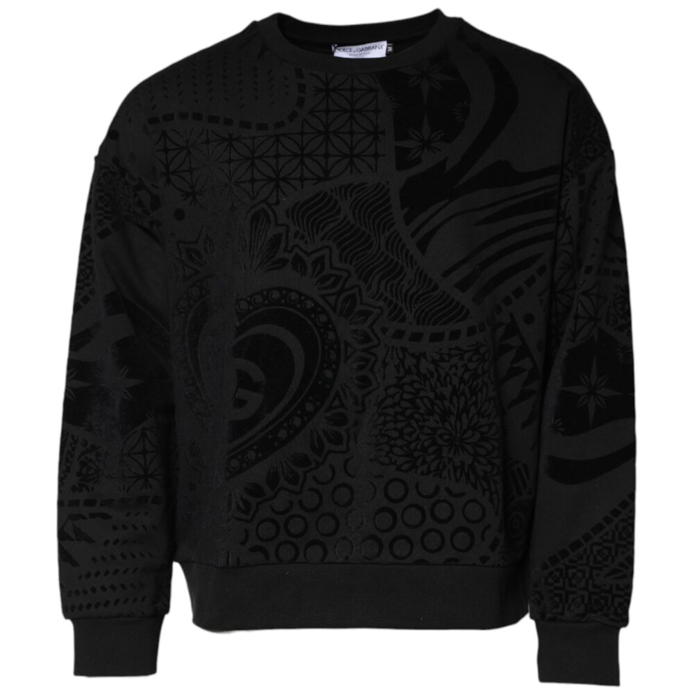 Black Printed Crew Neck Sweatshirt Sweater
