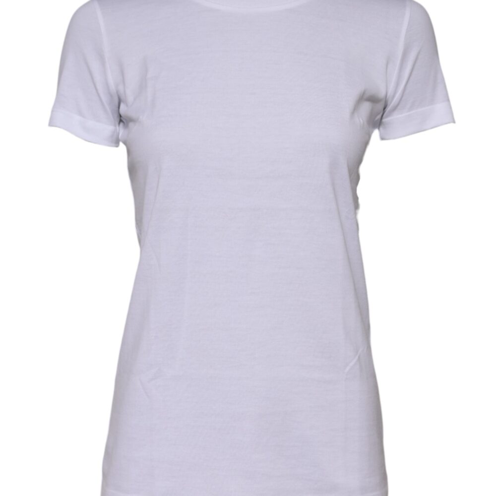 White Cotton Crew Neck Short Sleeves T-shirt
