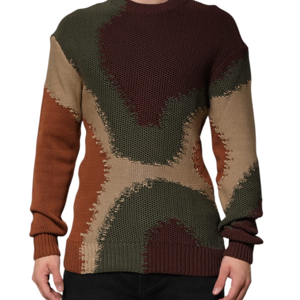 Multicolor Cotton Abstract Men Pullover Sweater