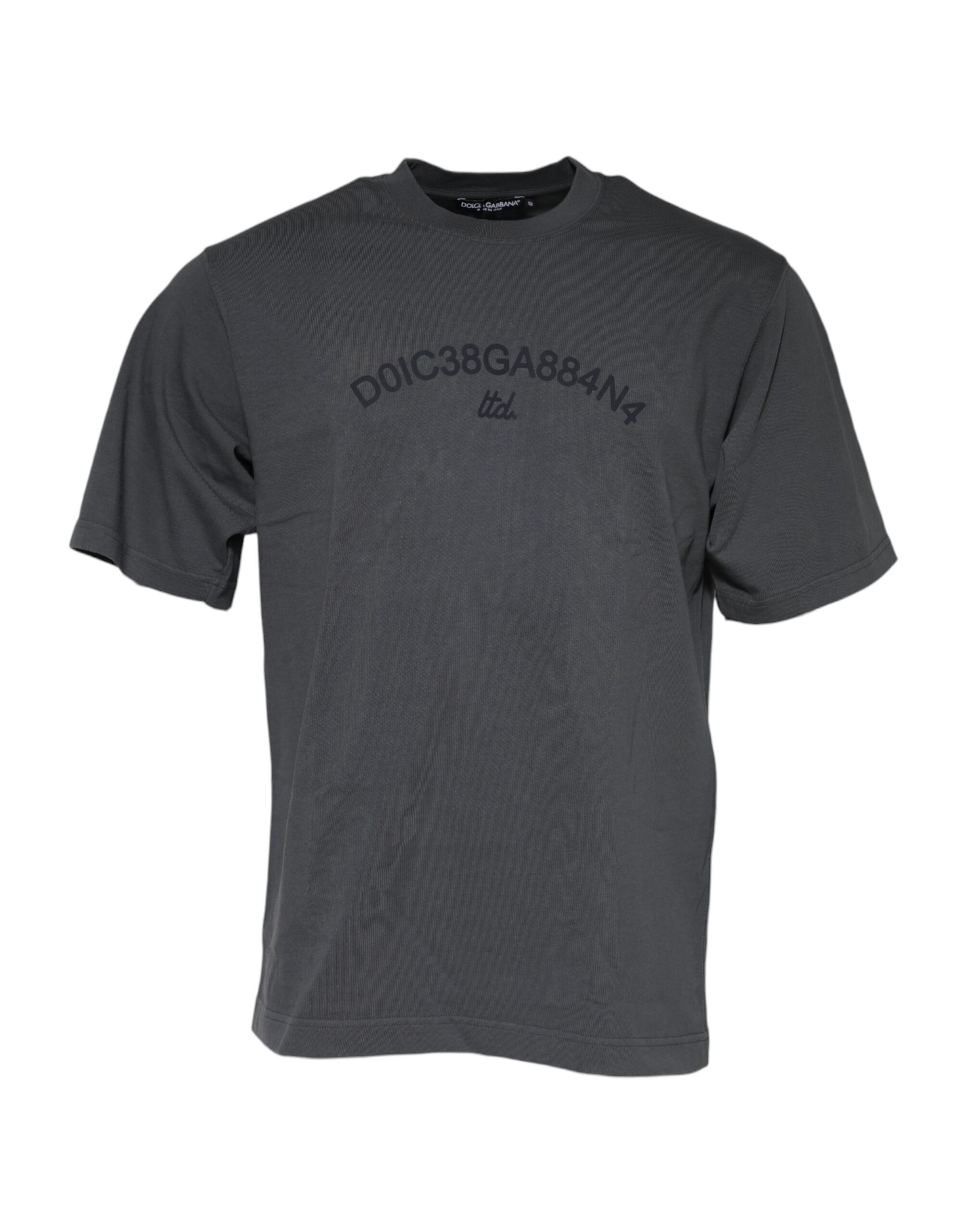 Gray Logo Graphic Cotton Crew Neck T-shirt