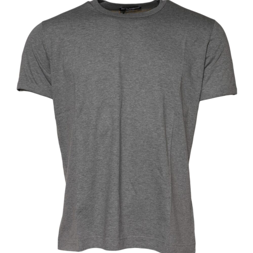 Gray Cotton Crew Neck Short Sleeves T-shirt