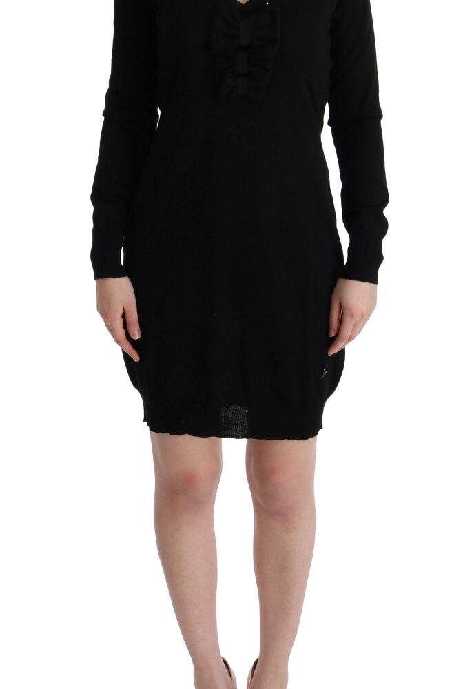 Elegant Black Wool Shift Dress