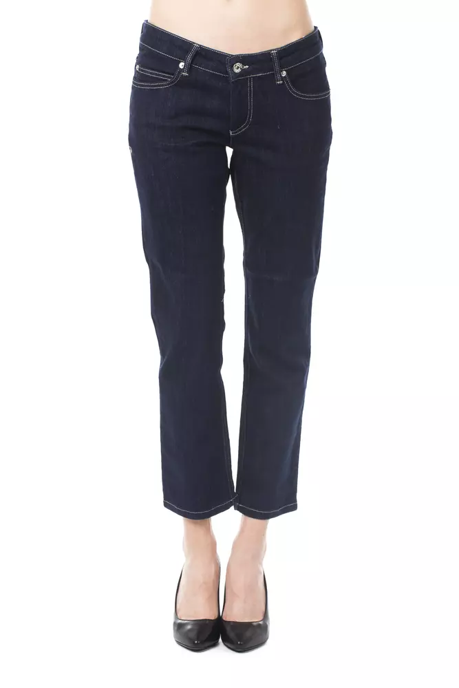 Blue Cotton Women Capri Jean