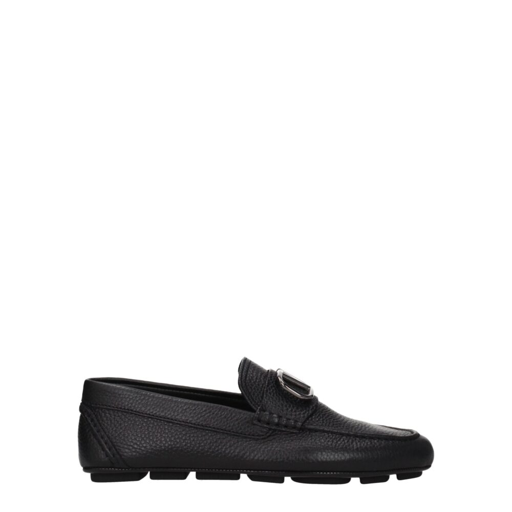 Black Leather Slip-On Loafers