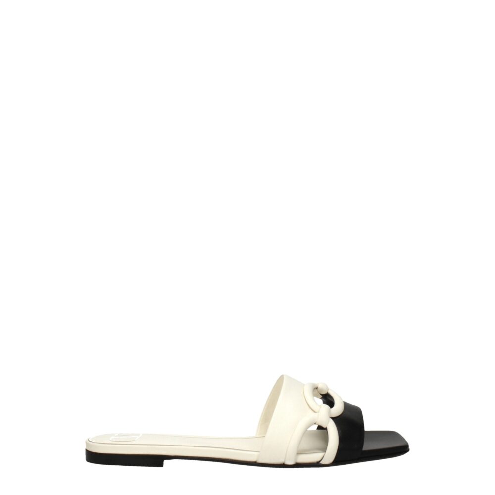 Black Leather Slippers Sandals