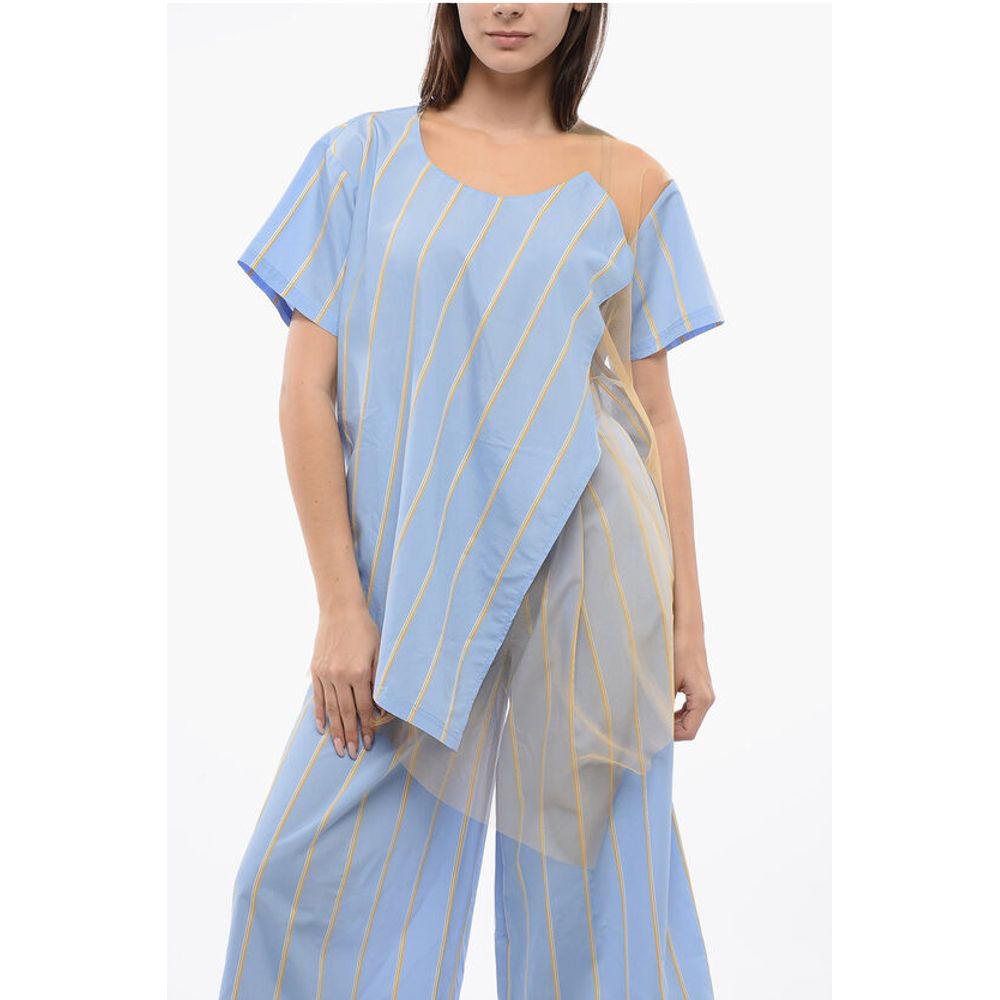Striped FLOATING TIME T-shirt With Mesh Detail
