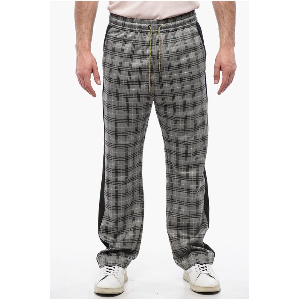 District Check Pants with Side Contrasting Bands