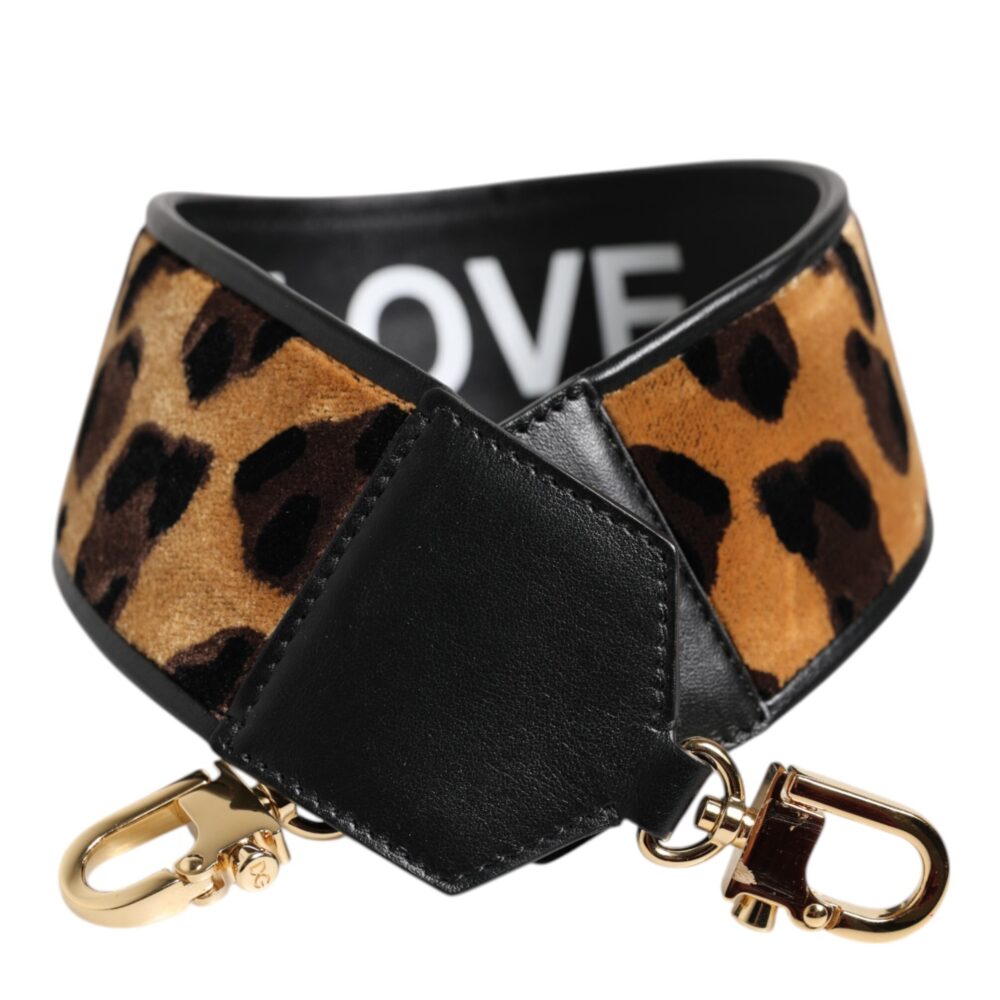 Black Leopard Print Reversible Bag Shoulder Strap