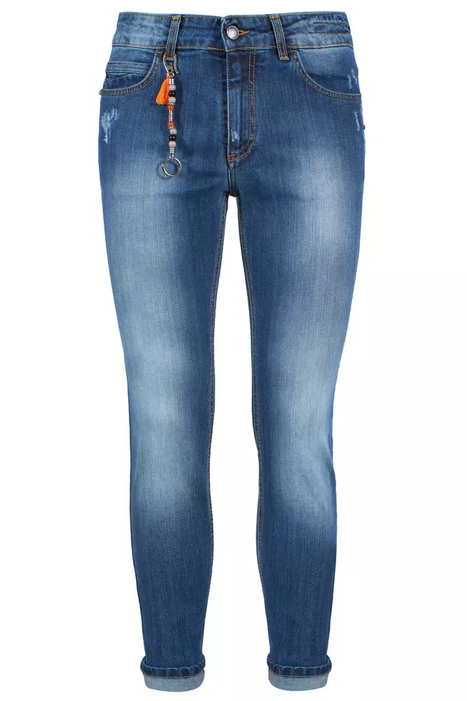 Blue Cotton Men's Slim-Fit Jeans