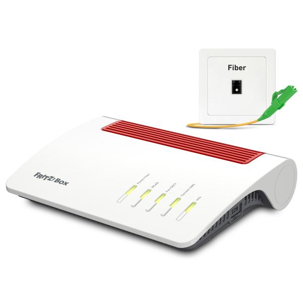 AVM FRITZ!Box 5590 Fiber - Wireless Router - Netz - GPON-Terminal / Stimmen-Karte 1GbE, 2.5GbE, GPON, AON - Wi-Fi 6 - Dual-Band - VoIP-Telefonadapter (DECT)