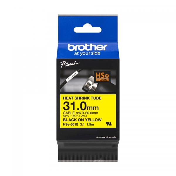Brother HSe-661E - Nero su giallo - Rotolo (3,1 cm x 1,5 m)