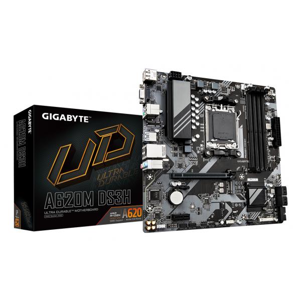 Gigabyte A620M DS3H - 1.0 - scheda madre - micro ATX - Socket AM5 - Chipset AMD A620 - USB 3.2 Gen 1, USB-C 3.2 Gen 1 - Gigabit LAN - grafica integrata (CPU richiesta)