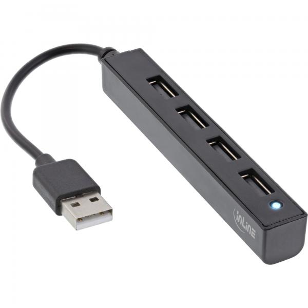 Hub InLine USB 2.0 a 4 porte - USB-A maschio a 4x USB-A femmina - cavo 15 cm