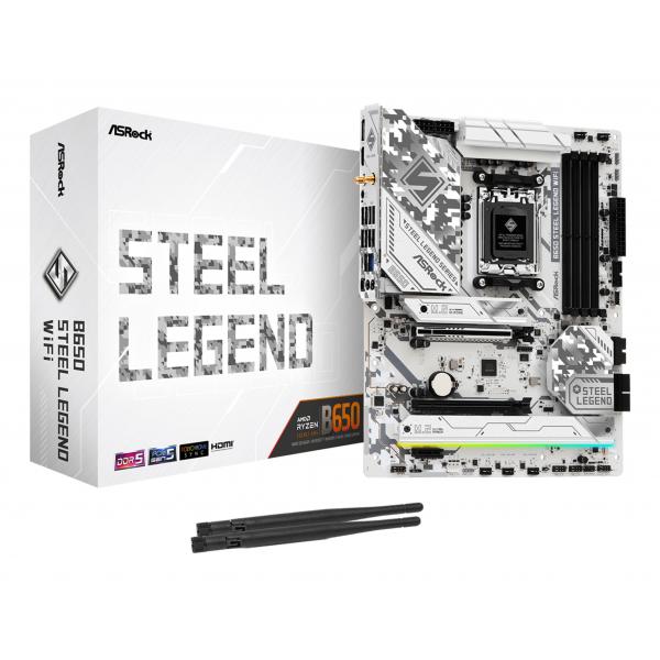 ASRock B650 Steel Legend WiFi - Motherboard - ATX - Socket AM5 - AMD B650 Chipsatz - USB-C 3.2 Gen 2x2, USB 3.2 Gen 2, USB-C 3.2 Gen 1, USB 3.2 Gen 1 - 2.5 Gigabit LAN, Wi-Fi 6E, Bluetooth - Onboard-Grafik (CPU erforderlich)