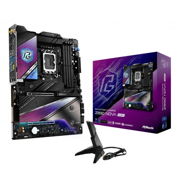 ASRock Phantom Gaming Z890 NOVA WIFI - scheda madre - ATX - presa LGA1851 - chipset Z890 - USB4, USB-C 3.2 Gen 2x2, USB 3.2 Gen 2, USB 3.2 Gen 1 - 5 Gigabit Ethernet, Wi-Fi 7, Bluetooth - grafica integrata (CPU richiesta)