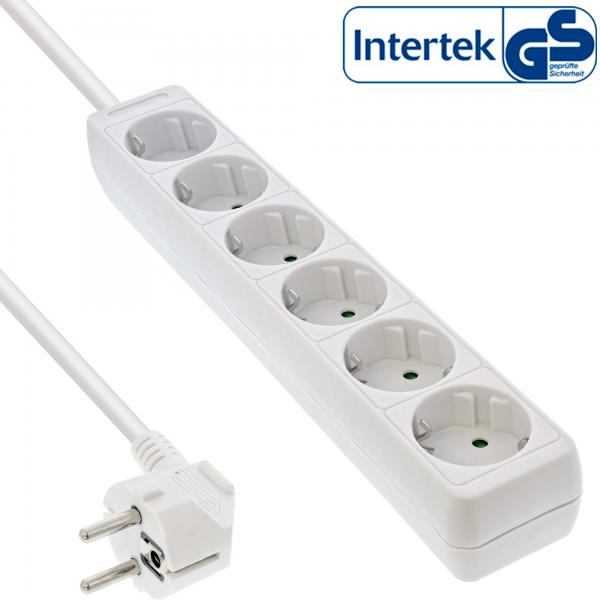 Multipresa InLine - contatto di protezione a 6 vie - bianco - 5 m