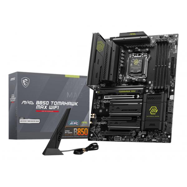 MSI MAG B850 TOMAHAWK MAX WIFI - scheda madre - ATX - Socket AM5 - Chipset AMD B850 - USB-C 3.2 Gen 2x2, USB-C 3.2 Gen2, USB 3.2 Gen 1, USB 3.2 Gen 2 - 5 Gigabit Ethernet, Wi-Fi 7, Bluetooth - grafica integrata (CPU richiesta)