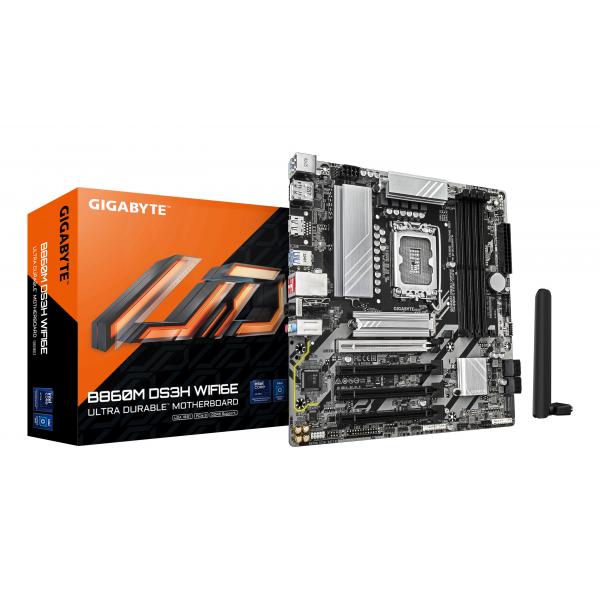 Gigabyte B860M DS3H WIFI6E - Scheda madre - ATX - Presa LGA1851 - Chipset AMD B850 - USB-C 3.2 Gen 1, USB 3.2 Gen 2, USB 3.2 Gen 1 - Bluetooth, Wi-Fi 6E, 2.5 Gigabit LAN - Scheda grafica integrata (CPU richiesta)