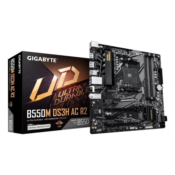 Gigabyte B550M DS3H AC R2 - Motherboard - micro ATX - Socket AM4 - AMD B550 Chipsatz - USB 3.2 Gen 1 - Gigabit LAN, Wi-Fi, Bluetooth - Onboard-Grafik (CPU erforderlich)