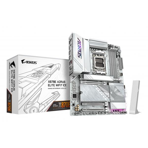 Gigabyte AORUS X870E ELITE WIFI7 ICE - Motherboard - ATX - Socket AM5 - AMD X870E Chipsatz - USB4, USB-C 3.2 Gen 2x2, USB 3.2 Gen 1, USB 3.2 Gen 2 - 2.5 Gigabit LAN, Bluetooth, Wi-Fi 7 - Onboard-Grafik (CPU erforderlich)