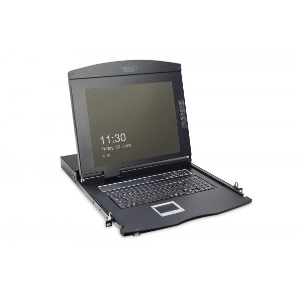 DIGITO 17" Console KVM LCD, 1 porta VGA, tastiera tedesca