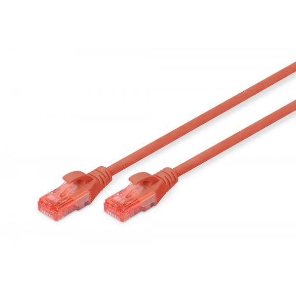 CAVO RETE DIGITUS CAT. 6 UTP NON SCHERMATO LSZH ROSSO 2mt