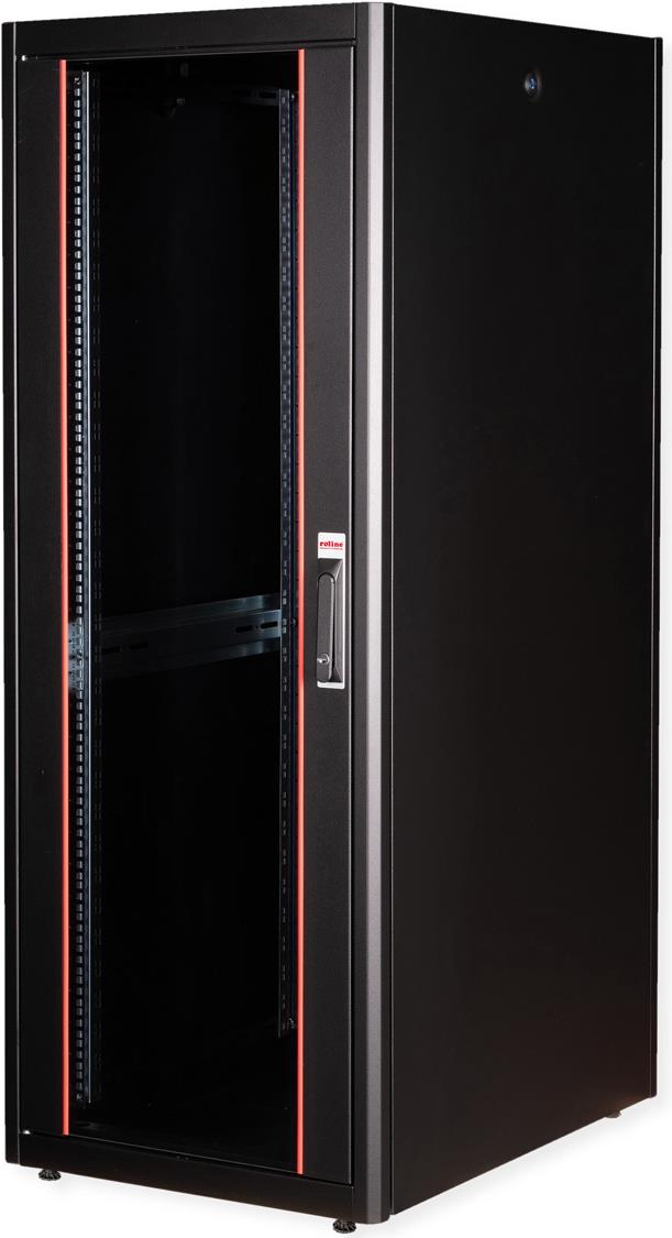 Roline Basic - Schrank Netzwerkschrank - Glas Tür - Jet Black, RAL 9005 - 32U - 48.3 cm (19") (26.21.0207)