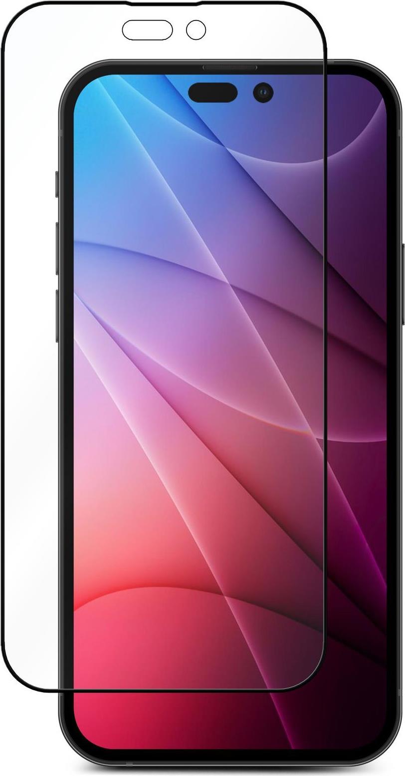 eSTUFF Titan Shield - Bildschirmschutz für Handy - Bulk, vollflächig - Glas - Rahmenfarbe schwarz (Packung mit 50) - für Apple iPhone 13, 13 Pro, 14 (ES501351-50BULK)