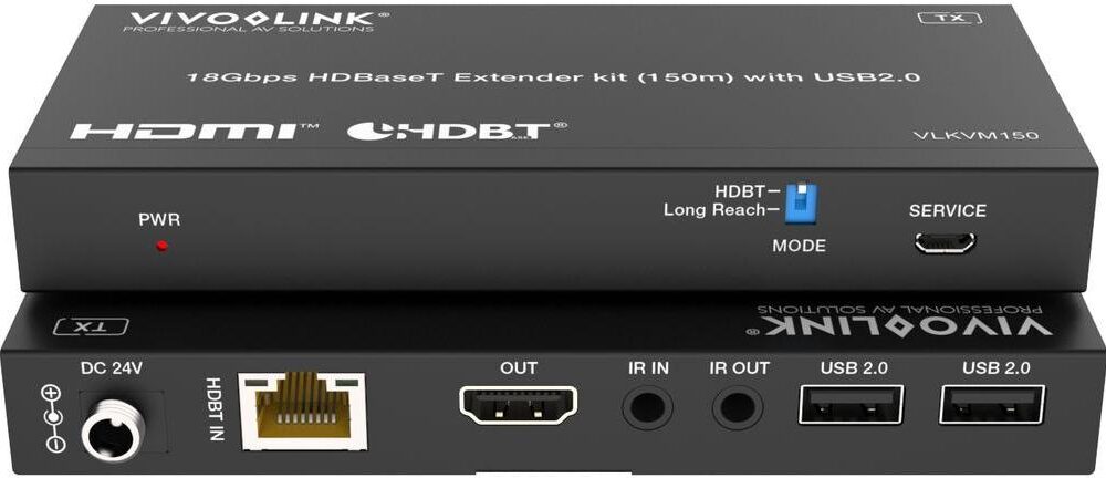 VivoLink HDBaseT KVM kit 150m with USB 2.0 - 18 Gbps (VLKVM150)