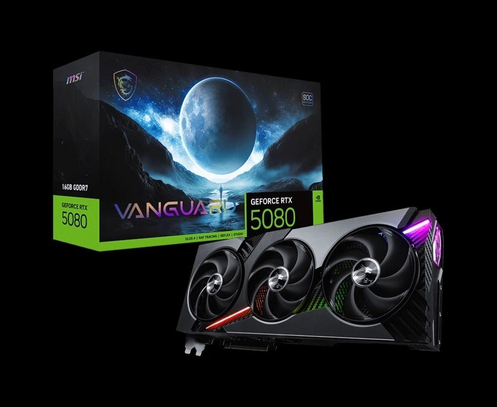 MSI VGA NVIDIA GeForce RTX 5080 16G VANGUARD SOC, RTX 5080, 16GB GDDR7, 3xDP, 1xHDMI (V531-039R)
