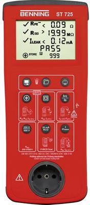 BENNING Prüfgerät Gerätetester ST 725 Batterie-/Netzbetrieb inkl. Tasche/Batterien Leitungsprüfer Messgerät Prüfstation (50316)