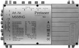 Televes MS56NG. Produktfarbe: Grau. Stecker: F. Breite: 204 mm, Tiefe: 57 mm, Höhe: 130 mm. Abmessungen (BxTxH): 204 x 57 x 130 mm (MS56NG)
