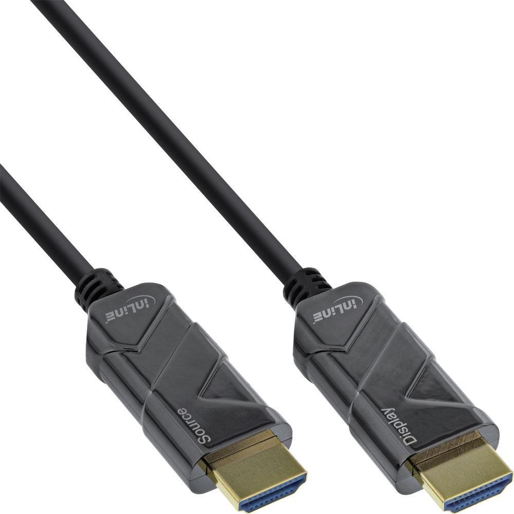 INLINE - Ultra High Speed HDMI-Kabel - HDMI (M) bis HDMI (M) - 25 m - Glasfaser - Schwarz - Active Optical Cable (AOC), Support von 4K 120 Hz, unterstützt 8K 60 Hz (7680 x 4320)