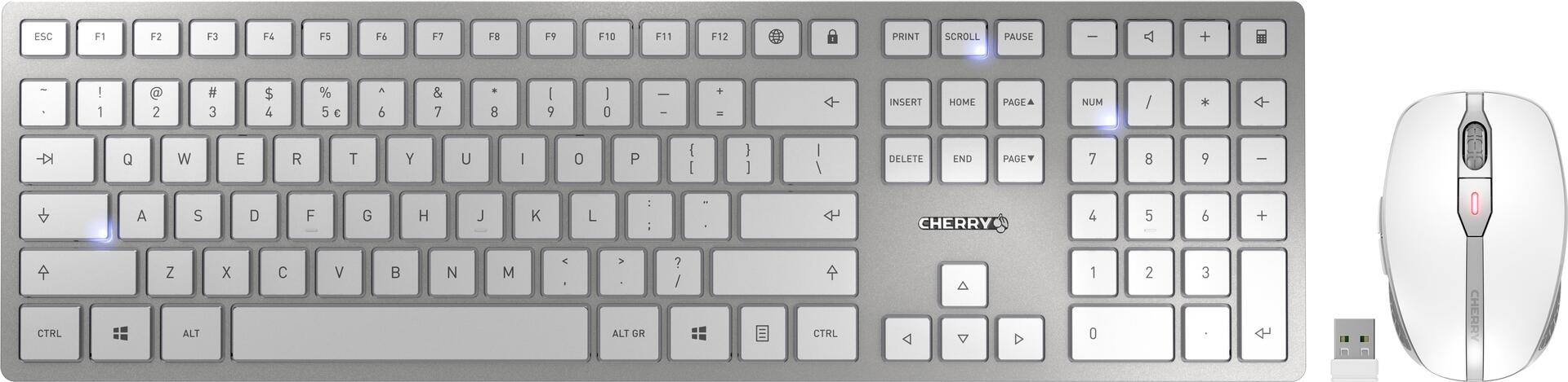 CHERRY DW 9100 SLIM Tastatur RF Wireless + Bluetooth Tschechisch - Slowakisch Silber (JD-9100CS-1)